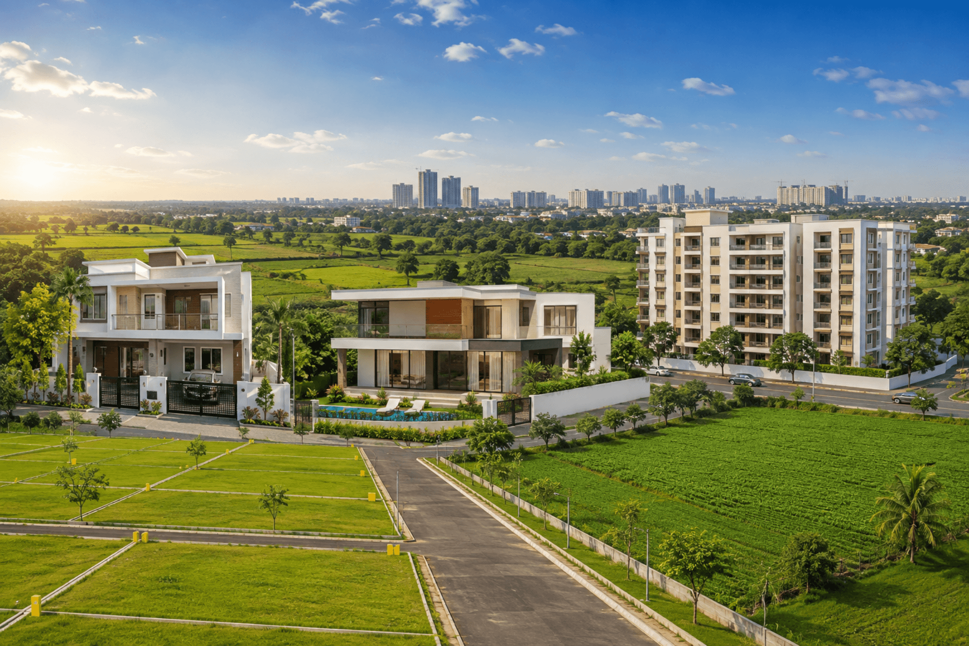 this image is showcasing open plots located in prime area of hyderabad outcut's with layout designe